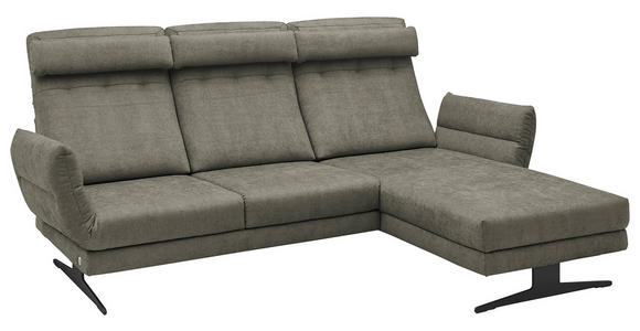 ECKSOFA in Flachgewebe Grün  279-327/176-217 cm  - Schwarz/Grün, Design, Textil/Metall (279-327/176-217cm) - Dieter Knoll