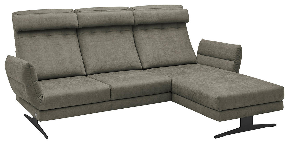 ECKSOFA in Flachgewebe Grün  - Schwarz/Grün, Design, Textil/Metall (279-327/176-217cm) - Dieter Knoll