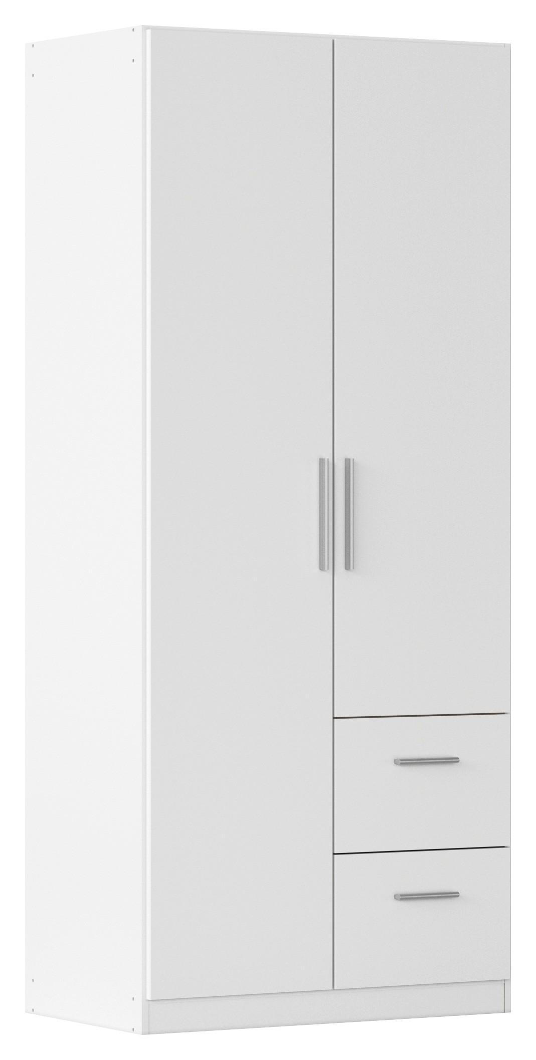 DREHTÜRENSCHRANK Weiss  - Weiss/Alufarben, Konventionell, Holzwerkstoff/Kunststoff (91/210/54cm) - home24