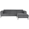 ECKSOFA in Cord Grau  - Schwarz/Grau, Design, Textil/Metall (262/183cm) - MID.YOU