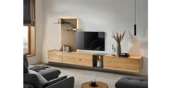 WOHNWAND  in Anthrazit, Eichefarben  342/160/50 cm  - Eichefarben/Anthrazit, Design, Glas/Holz (342/160/50cm) - Dieter Knoll