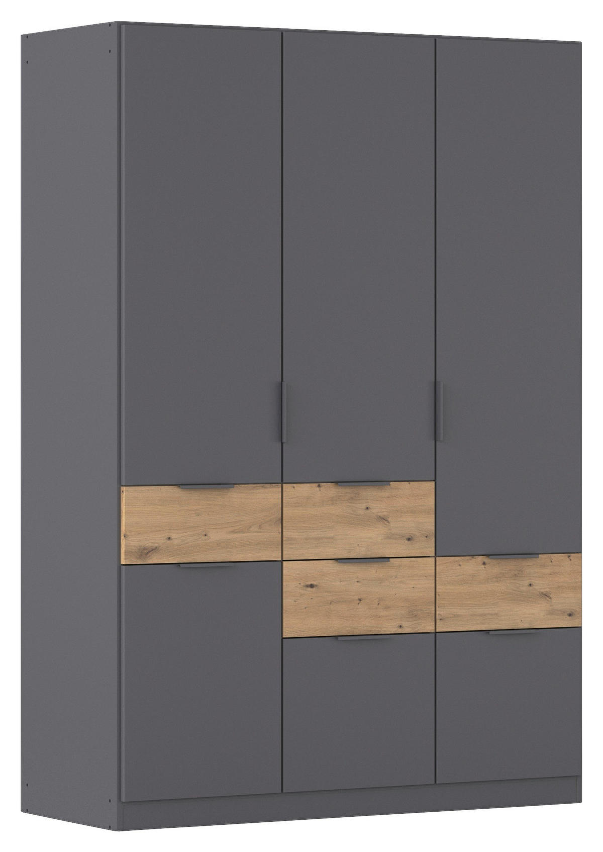 DREHTÜRENSCHRANK 4-türig Grau, Eiche Artisan  - Eiche Artisan/Grau, KONVENTIONELL, Holzwerkstoff/Metall (136/197/54cm) - Xora