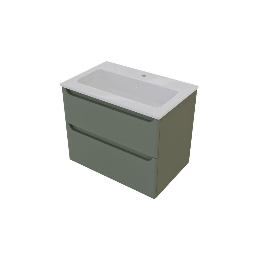 KOMBI UMIVAONIK  maslinasto zelena  - bijela/maslinasto zelena, Basics, drvni materijal/keramika (81/46,5/58cm)