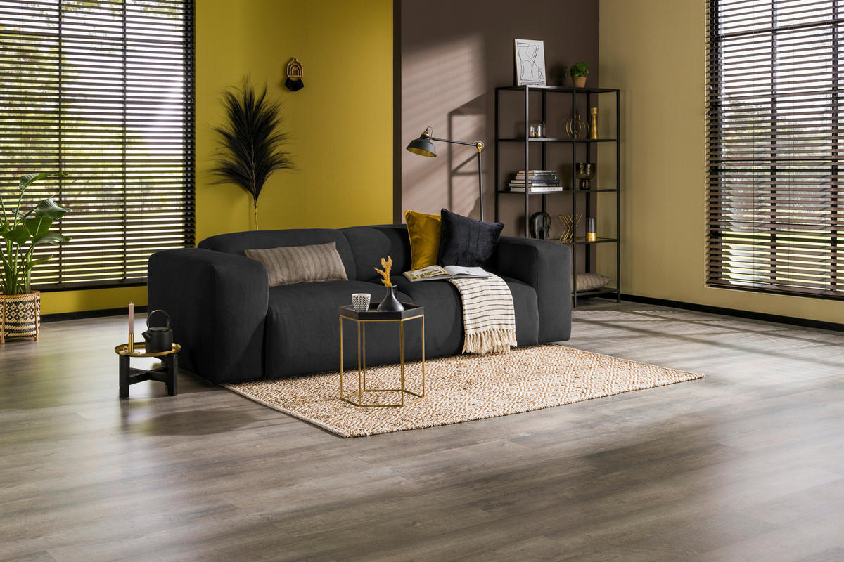 3-SITZER-SOFA in Cord Anthrazit  - Anthrazit/Schwarz, Design, Kunststoff/Textil (247/75/104cm) - MID.YOU