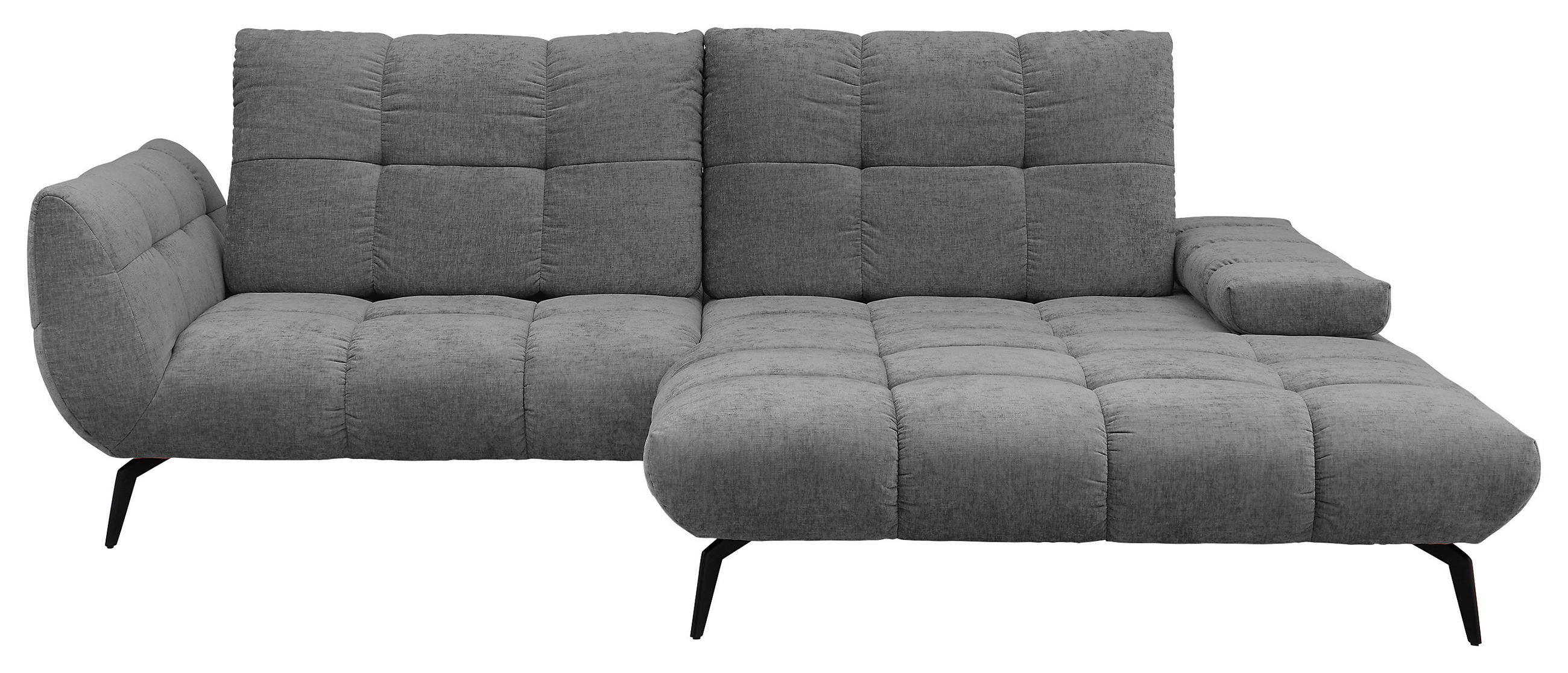 ECKSOFA Anthrazit Flachgewebe Rücken echt, Sitztiefenverstellung  - Anthrazit/Schwarz, KONVENTIONELL, Textil/Metall (273/211cm) - SetOne by Musterring