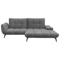 ECKSOFA Anthrazit Flachgewebe Rücken echt, Sitztiefenverstellung  - Anthrazit/Schwarz, KONVENTIONELL, Textil/Metall (273/211cm) - SetOne by Musterring