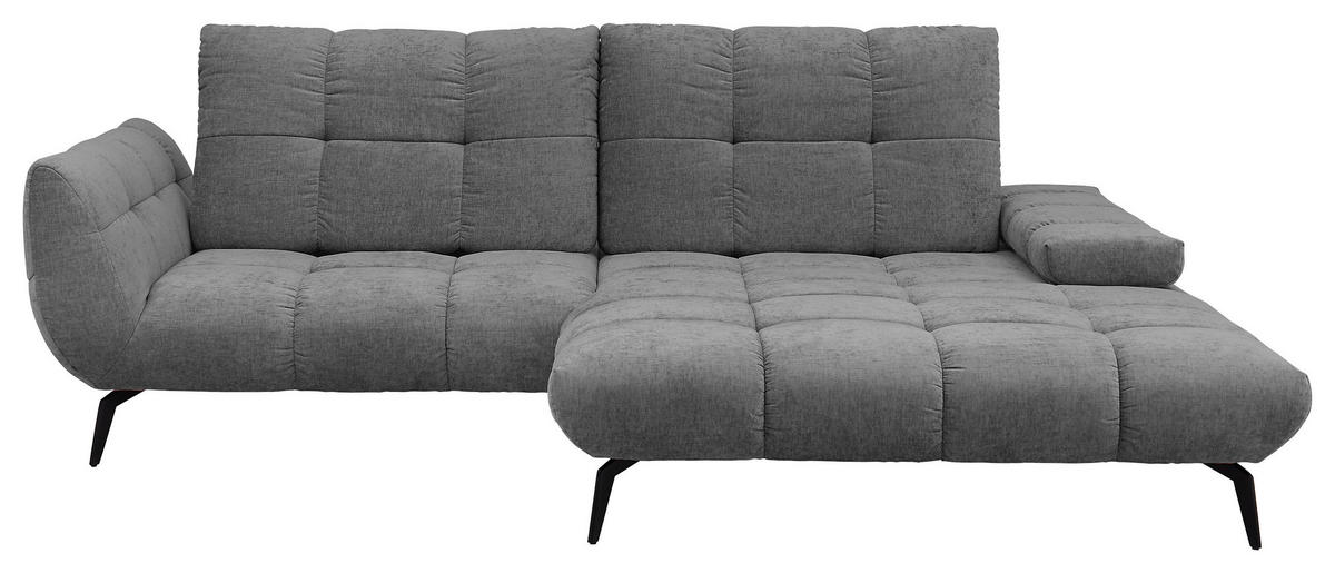 ECKSOFA Anthrazit Flachgewebe Rücken echt, Sitztiefenverstellung  - Anthrazit/Schwarz, KONVENTIONELL, Textil/Metall (273/211cm) - SetOne by Musterring