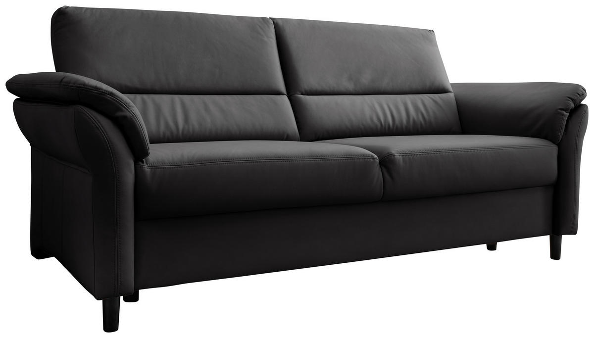 3-SITZER-SOFA in Lederlook Schwarz  - Schwarz, MODERN, Holz/Textil (192/90/89cm) - Livetastic