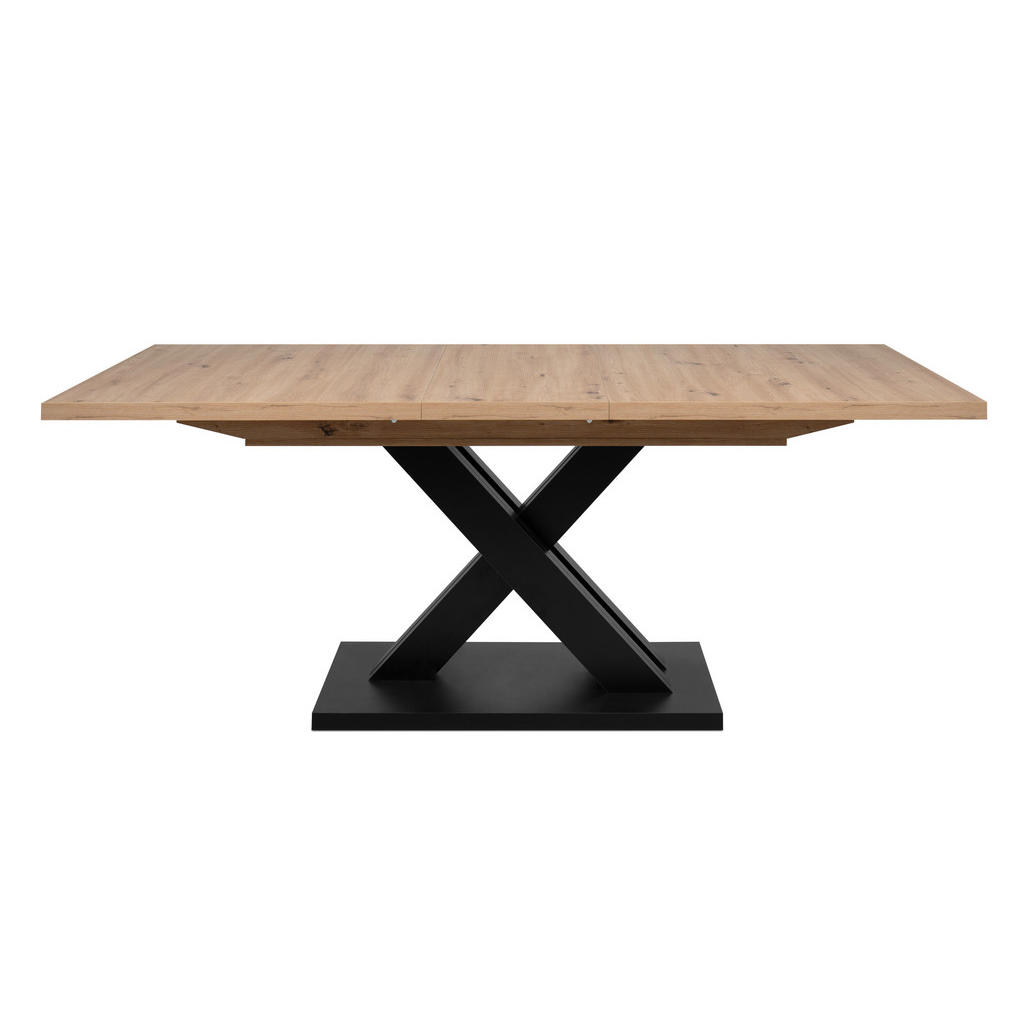 Thumbnail - Mid.you Esstisch, Schwarz, Eiche Artisan, Holzwerkstoff, rechteckig, X-Form, 90x76x160-200 cm, ausziehbar, Esszimmer, Ti...