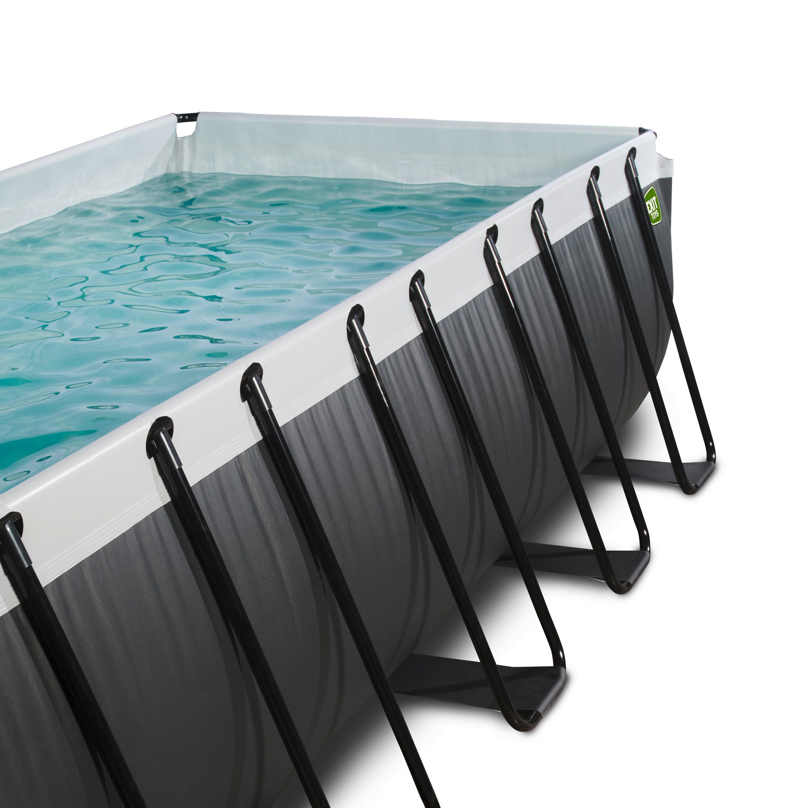 POOL-SET 610/320/100 cm  - Schwarz, KONVENTIONELL, Kunststoff (610/320/100cm) - EXIT Toys