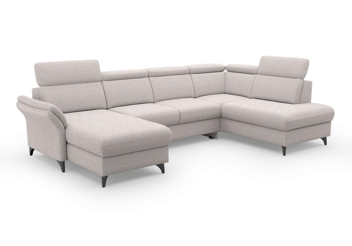 WOHNLANDSCHAFT Chenille Silberfarben  - Silberfarben/Schwarz, Konventionell, Textil/Metall (166/321/193cm) - Sit & More