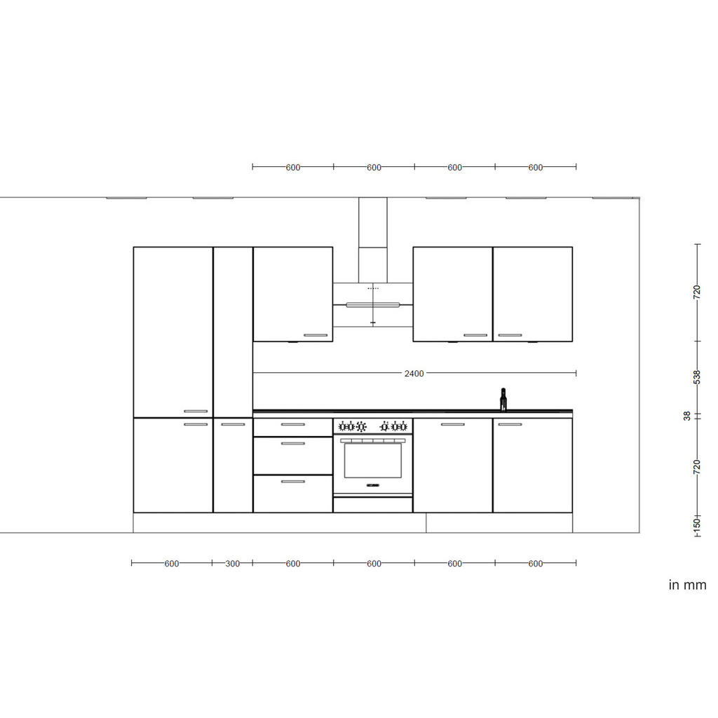 Thumbnail - Nobilia Küchenleerblock Flash, Schiefer, Hellgrau, Metall, 3 Schubladen, nur wie online abgebildet bestellbar, 330 cm, B...
