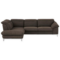 ECKSOFA Dunkelbraun Chenille  - Chromfarben/Dunkelbraun, Design, Textil/Metall (232/293cm) - Livetastic