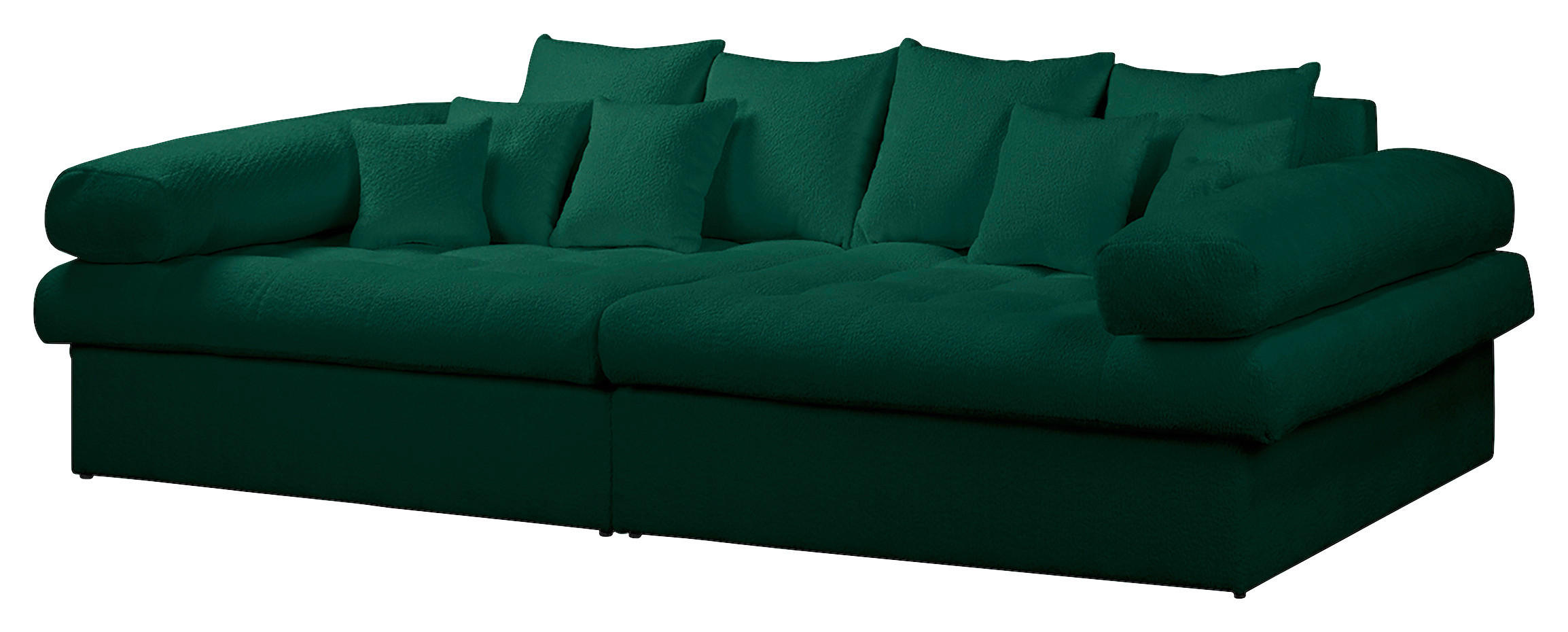 BIGSOFA in Teddystoff Grün  - Schwarz/Grün, Design, Kunststoff/Textil (284/94/148cm) - Livetastic