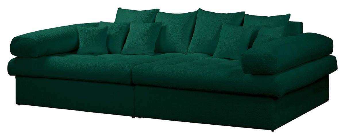 BIGSOFA Naomi Teddystoff Grün  - Schwarz/Grün, Design, Kunststoff/Textil (284/94/148cm) - Livetastic