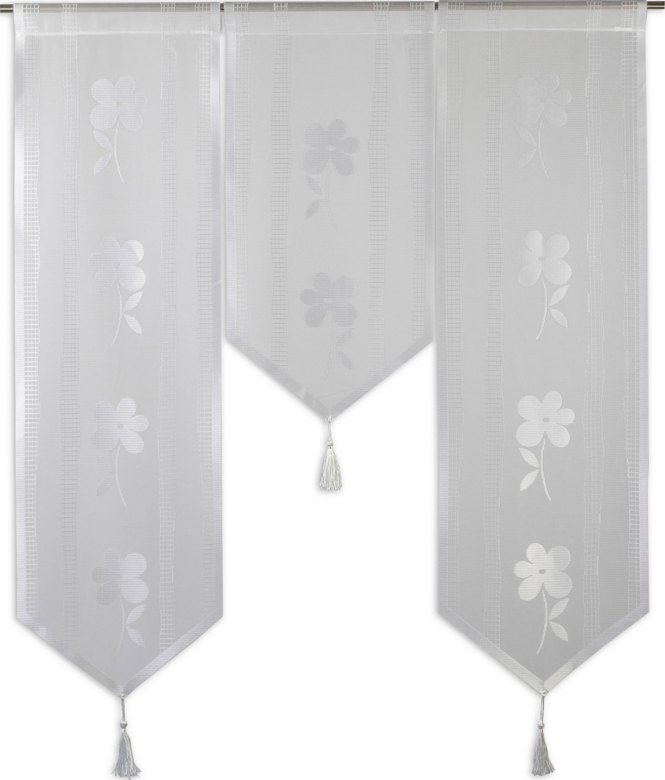 KURZGARDINEN 3ER SET   90/100 cm   - Weiß, Basics, Textil (90/100cm)