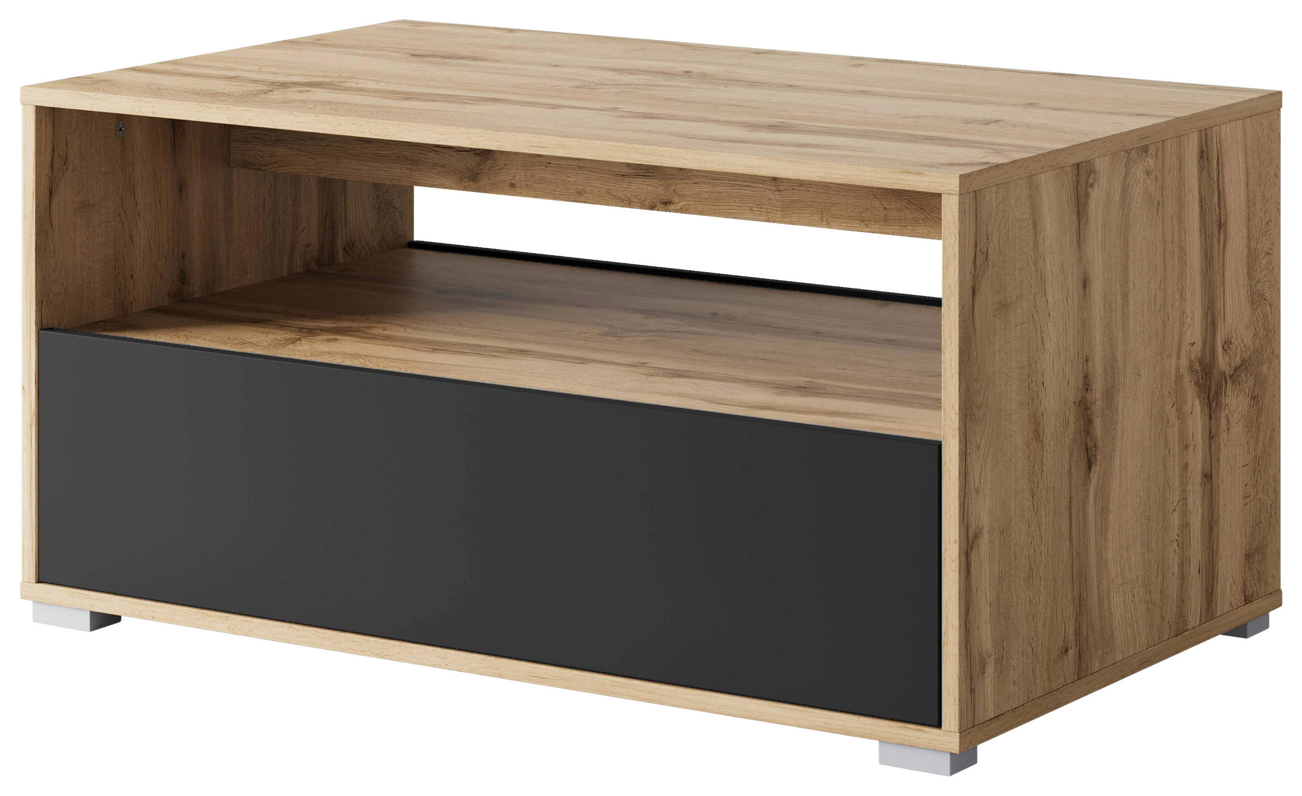 COUCHTISCH rechteckig Schwarz, Eiche Wotan  - Eiche Wotan/Schwarz, Trend, Holzwerkstoff/Kunststoff (90/45/55cm) - Livetastic