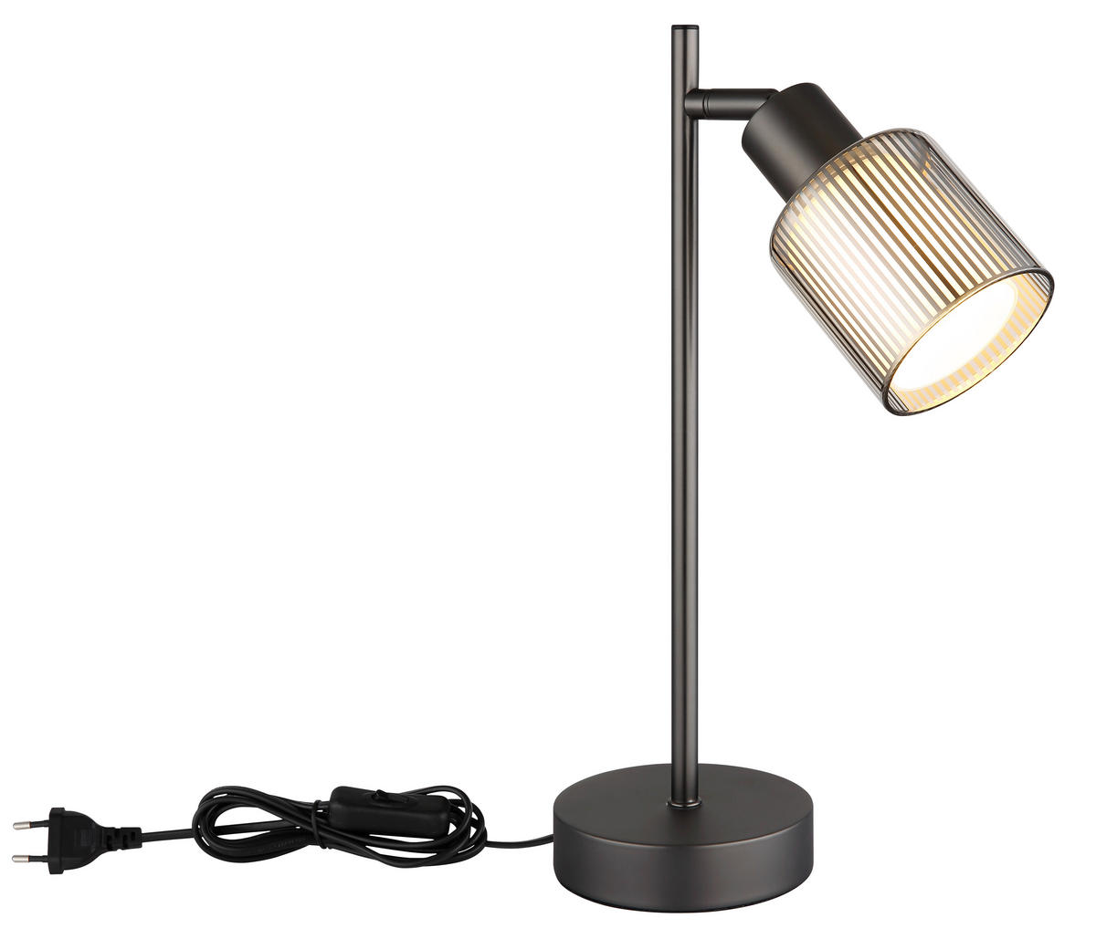 TISCHLEUCHTE  21 cm  - Schwarzchrom/Schwarz, Design, Glas/Kunststoff (21cm) - Globo