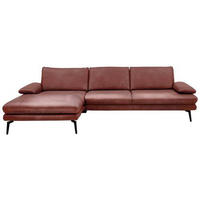 ECKSOFA in Echtleder Dunkelrot  - Schwarz/Dunkelrot, Design, Leder/Metall (180/310cm) - Dieter Knoll
