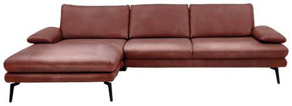 ECKSOFA in Echtleder Dunkelrot  - Schwarz/Dunkelrot, Design, Leder/Metall (180/310cm) - Dieter Knoll