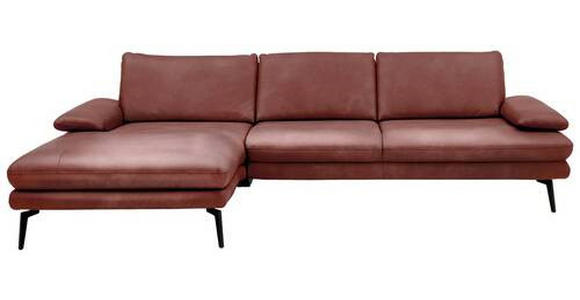 ECKSOFA in Echtleder Dunkelrot - Schwarz/Dunkelrot, Design, Leder/Metall (180/310cm) - Dieter Knoll