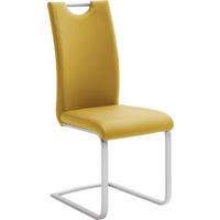 SCHWINGSTUHL  in Edelstahl Lederlook  - Edelstahlfarben/Gelb, Design, Textil/Metall (42/103/55cm) - MID.YOU