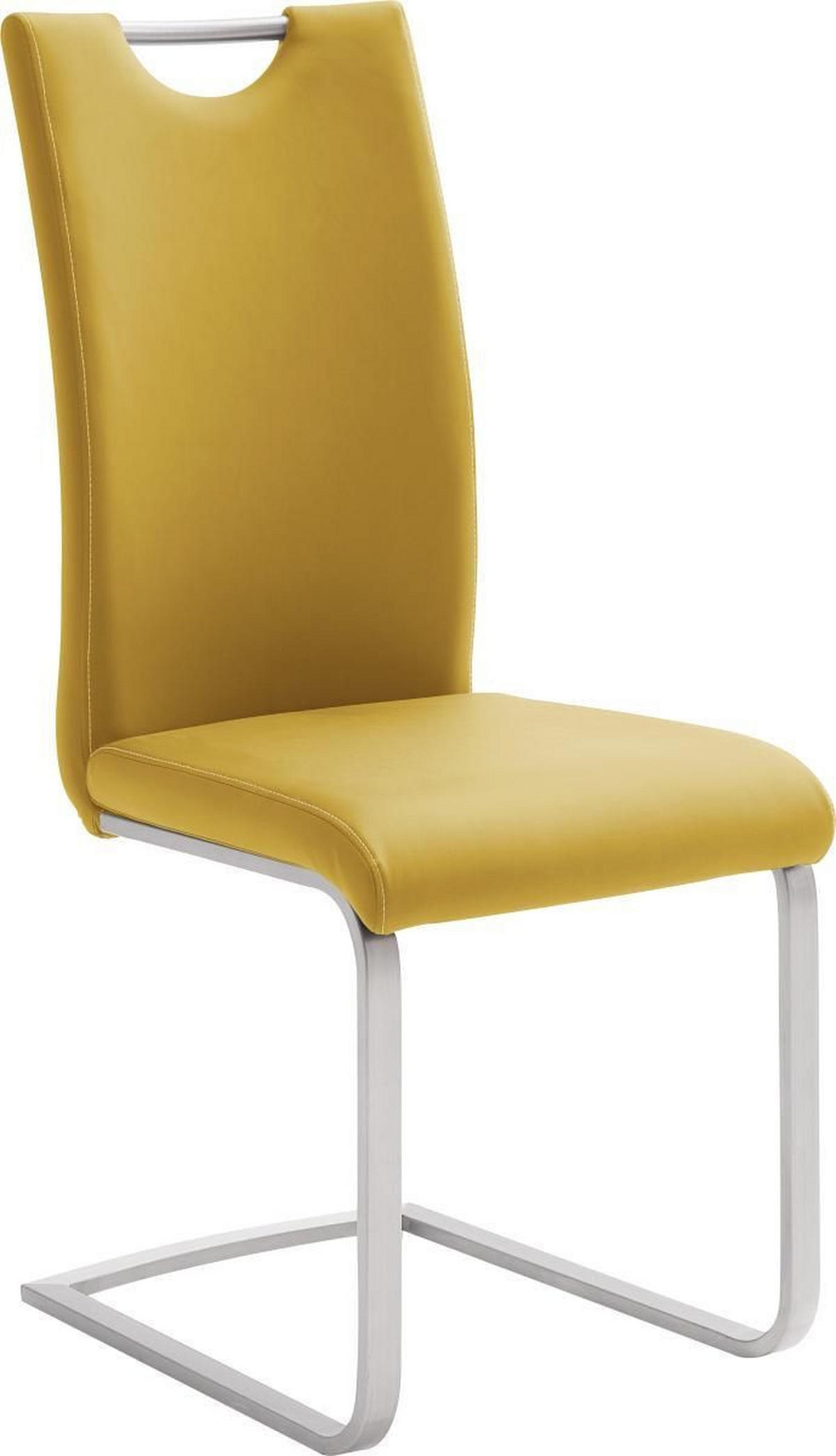 SCHWINGSTUHL  in Edelstahl Lederlook  - Edelstahlfarben/Gelb, Design, Textil/Metall (42/103/55cm) - MID.YOU