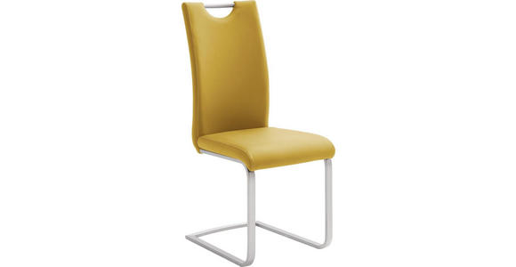 SCHWINGSTUHL in Edelstahl Lederlook - Edelstahlfarben/Gelb, Design, Textil/Metall (42/103/55cm) - Novel
