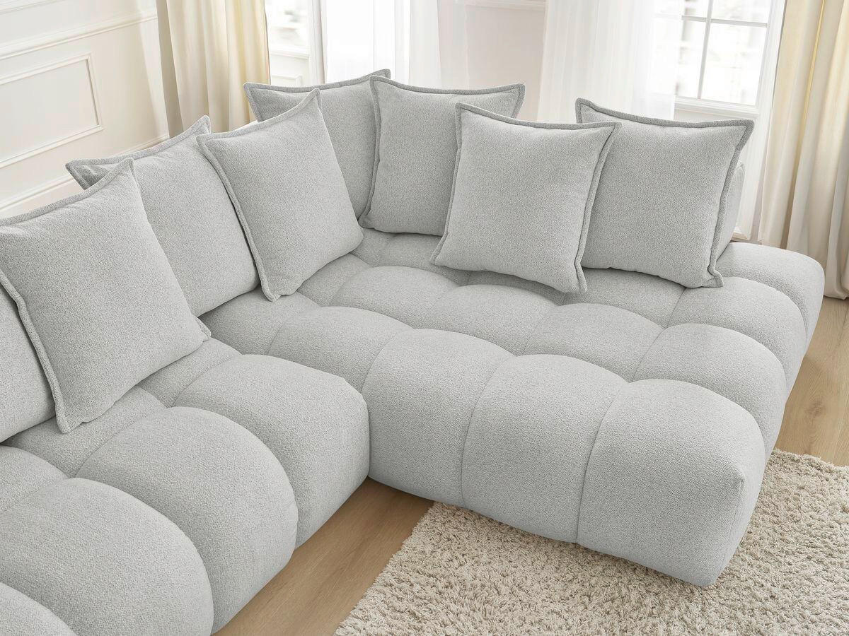 ECKSOFA Ottomane rechts  EVEREST Hellgrau Flachgewebe  - Hellgrau/Schwarz, MODERN, Kunststoff/Textil (352/210cm)