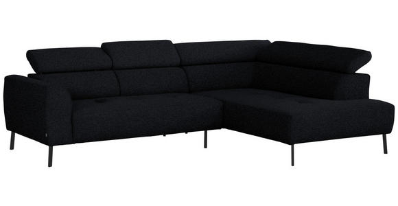 ECKSOFA in Chenille Anthrazit 280/205 cm - Anthrazit/Schwarz, Design, Textil/Metall (280/205cm) - Xora