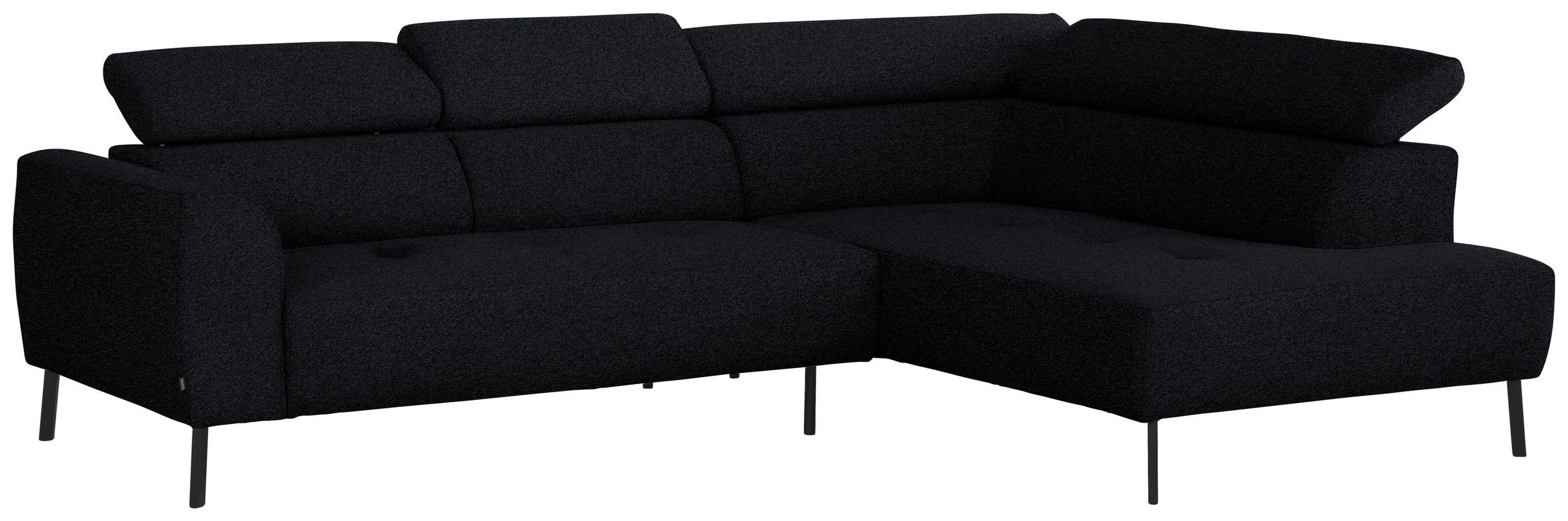 ECKSOFA in Chenille Anthrazit  280/205 cm  - Anthrazit/Schwarz, Design, Textil/Metall (280/205cm) - Xora