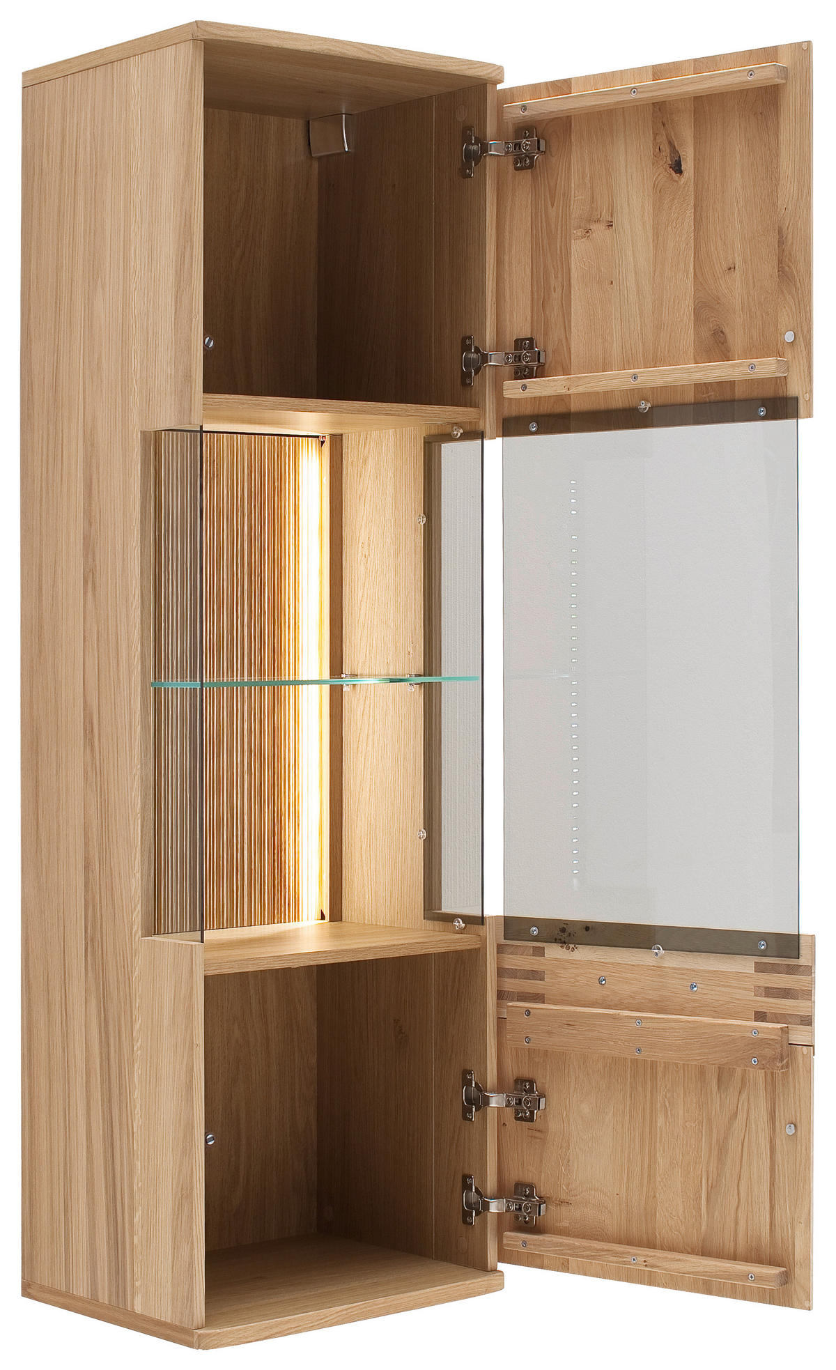 HÄNGEVITRINE  in furniert, massiv Balkeneiche Eichefarben  - Eichefarben/Anthrazit, Design, Glas/Holz (45/149/37cm) - Livetastic