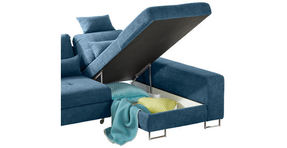 ECKSOFA in Flachgewebe Blau  - Blau, Design, Textil/Metall (260/188cm) - Hom`in