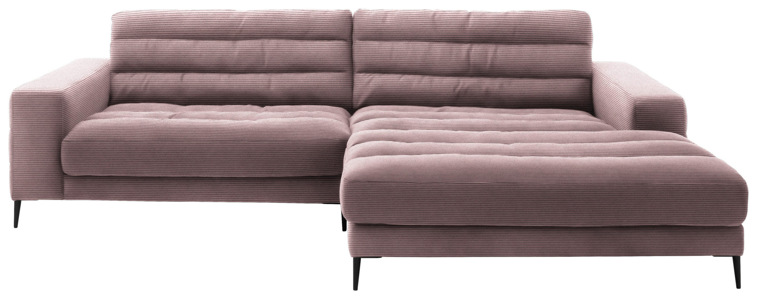 ECKSOFA in Cord Altrosa  - Schwarz/Altrosa, Design, Textil/Metall (296/207cm) - Dieter Knoll