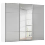 SCHWEBETÜRENSCHRANK 301/223/68 cm 3-türig Grau, Weiß  - Alufarben/Weiß, KONVENTIONELL, Glas/Holzwerkstoff (301/223/68cm) - Novel