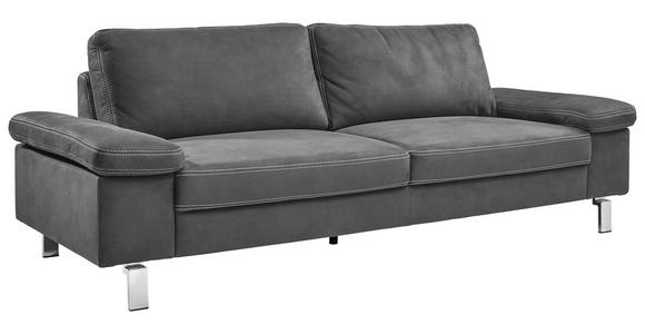 3-SITZER-SOFA Mikrofaser Anthrazit  - Chromfarben/Anthrazit, Design, Textil/Metall (234/86/97cm) - Hom`in