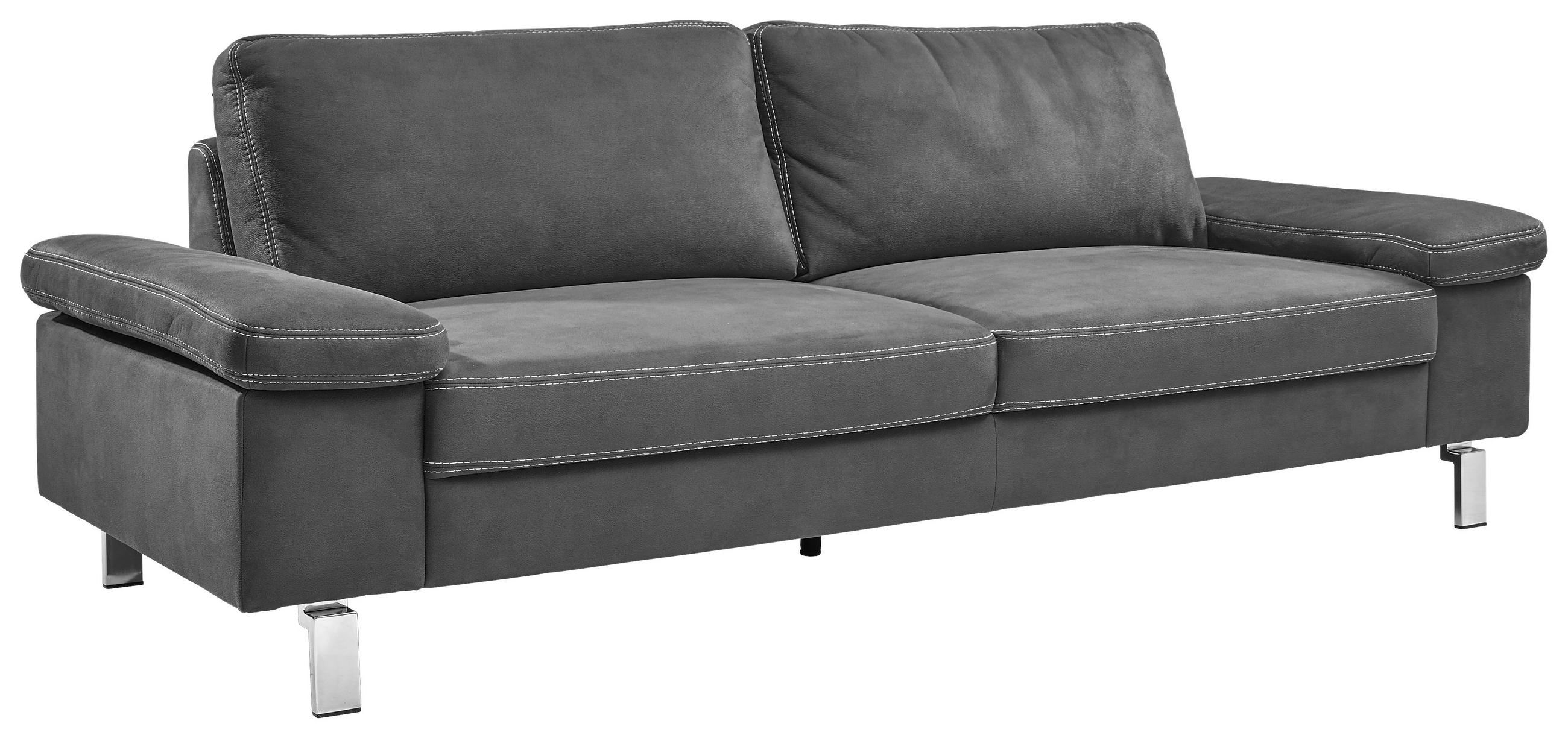 3-SITZER-SOFA in Mikrofaser Anthrazit  - Chromfarben/Anthrazit, Design, Textil/Metall (234/86/97cm) - Hom`in