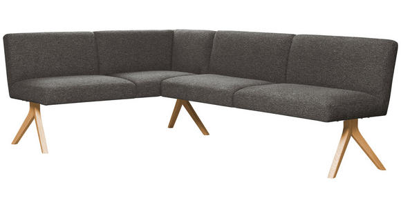 ECKBANK 172/238 cm Webstoff Dunkelgrau Eiche vollmassiv   - Eichefarben/Dunkelgrau, KONVENTIONELL, Holz/Textil (172/238cm) - Linea Natura