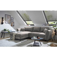 HÖRNBÄDDSOFFA 3-sits i chenille gråbrun  - gråbrun/svart, Basics, textil/plast (286/192cm) - Livetastic