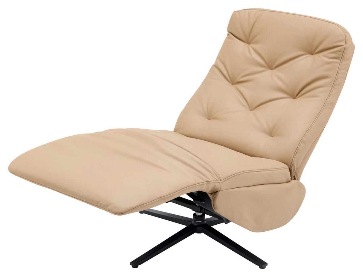 RELAXSESSEL Webstoff Relaxfunktion, Fußteilverstellung    - Beige/Schwarz, Design, Textil/Metall (68/113/84cm) - Livetastic