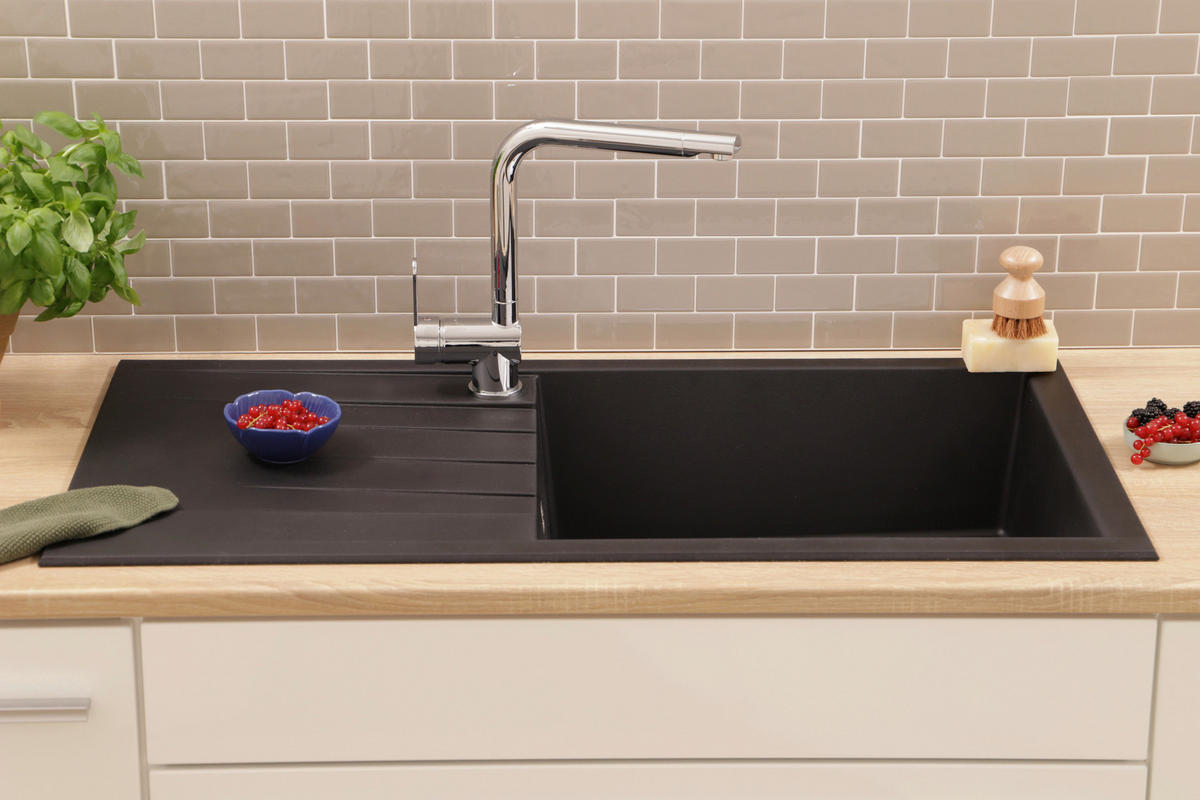 SPÜLE HOUSTON100X501BS  - Schwarz, Trend, Glas/Kunststoff (100/21/50cm) - Respekta