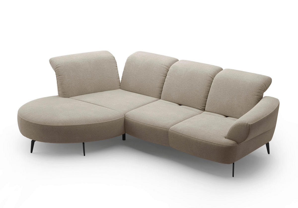 ECKSOFA DANCE E Beige Mikrofaser  - Beige/Schwarz, MODERN, Textil/Metall (208/313cm) - Sit & More