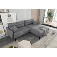 ECKSOFA in Cord Grau  253/180 cm  - Schwarz/Grau, KONVENTIONELL, Textil/Metall (253/180cm) - Carryhome