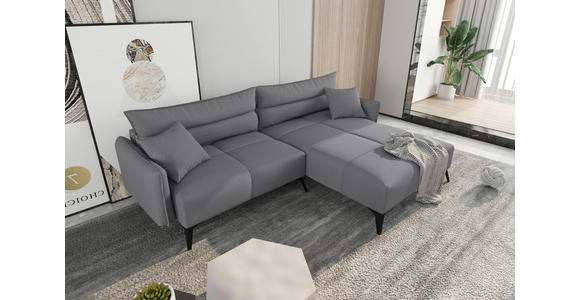 ECKSOFA in Cord Grau  253/180 cm  - Schwarz/Grau, KONVENTIONELL, Textil/Metall (253/180cm) - Carryhome