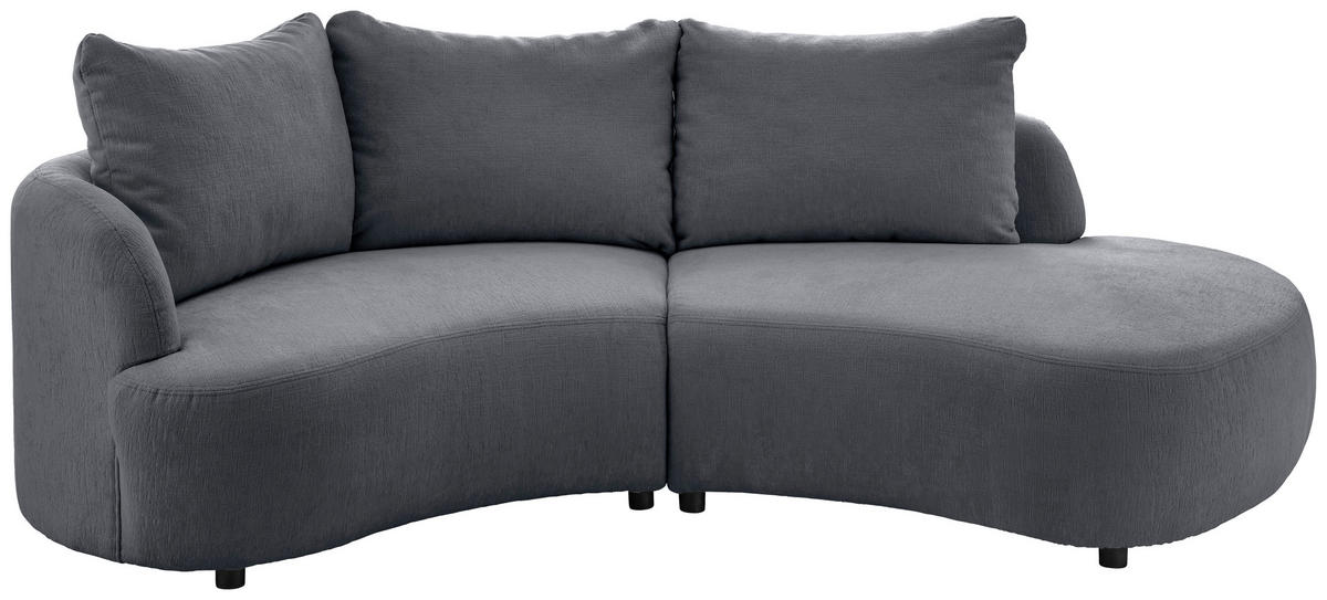 ECKSOFA in Mikrofaser Anthrazit  - Anthrazit/Schwarz, Modern, Kunststoff/Textil (139/250cm) - Livetastic
