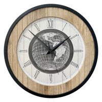 WANDUHR - Schwarz, Weiß, Eichefarben  - Eichefarben/Schwarz, Basics, Holz/Kunststoff (57cm)