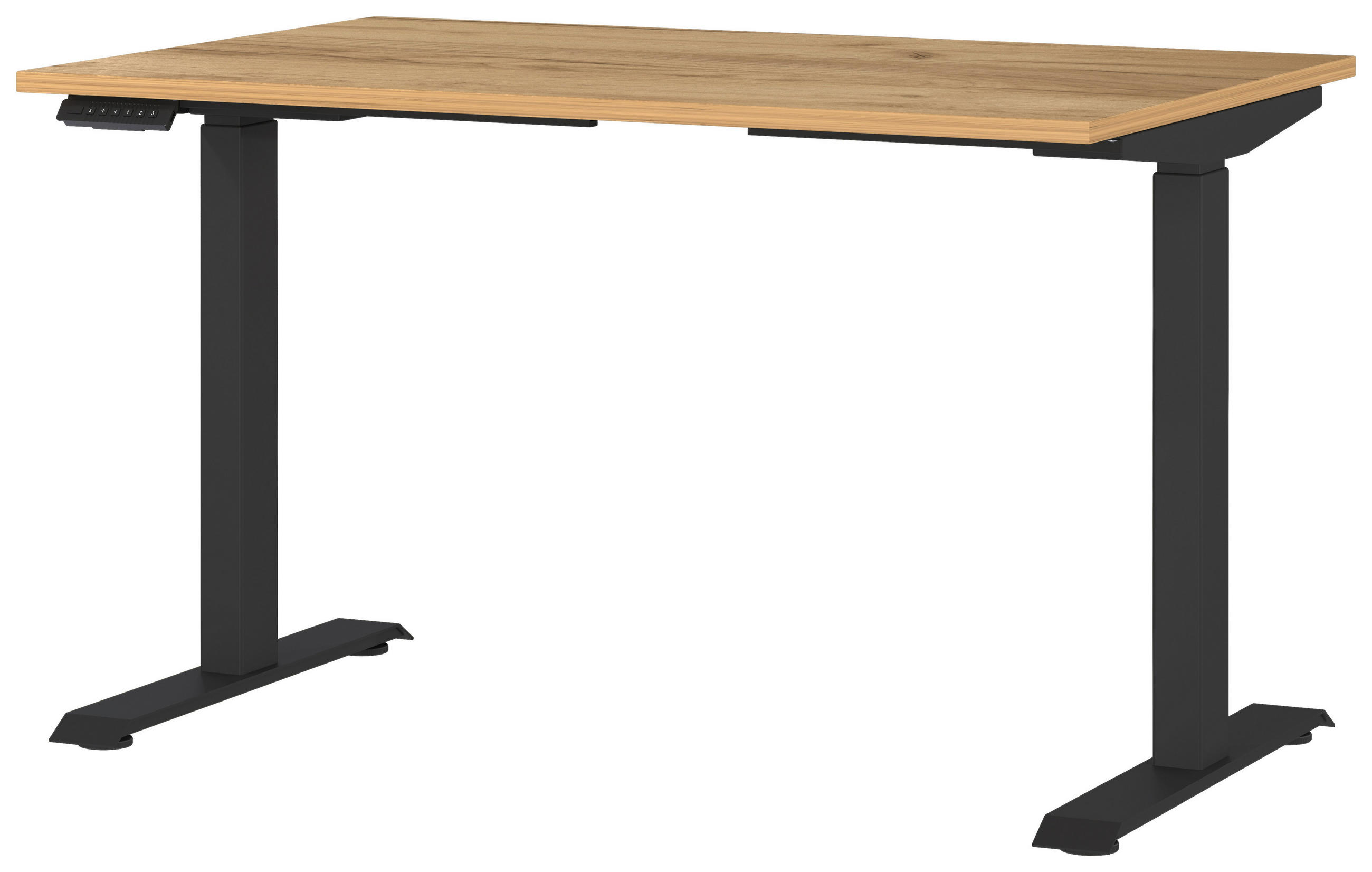 SCHREIBTISCH 120/80/72-118 cm Schwarz, Eichefarben elektrisch höhenverstellbar  - Eichefarben/Schwarz, MODERN, Holzwerkstoff/Metall (120/80/72-118cm) - Novel