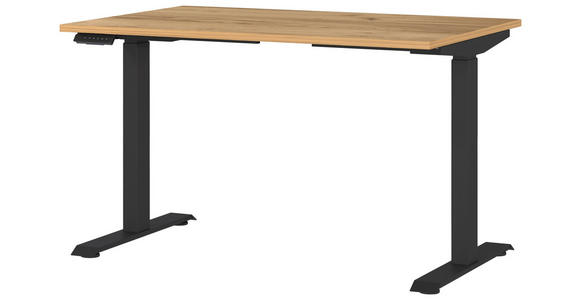SCHREIBTISCH 120/80/72-118 cm Schwarz, Eichefarben elektrisch höhenverstellbar  - Eichefarben/Schwarz, MODERN, Holzwerkstoff/Metall (120/80/72-118cm) - Novel