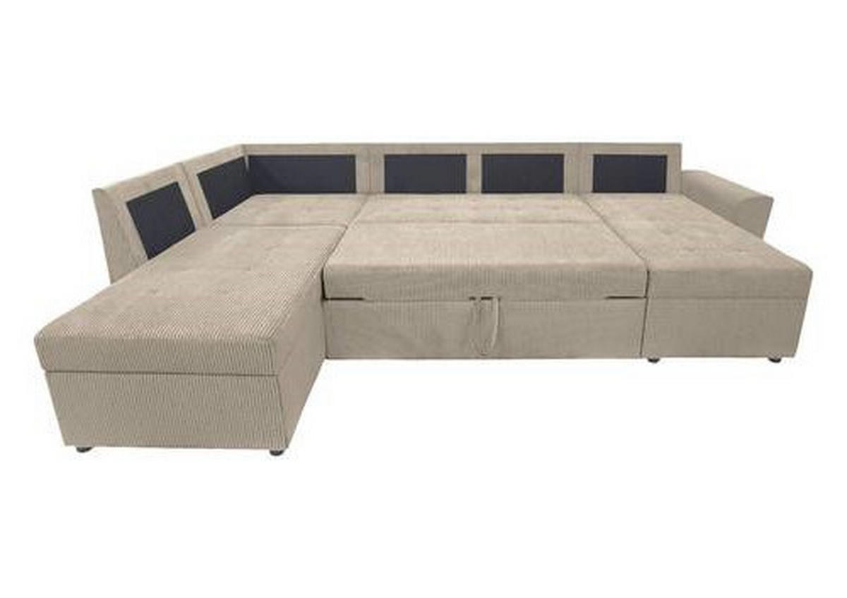 WOHNLANDSCHAFT in Cord Taupe  - Taupe/Schwarz, Design, Kunststoff/Textil (212/297/155cm) - MID.YOU