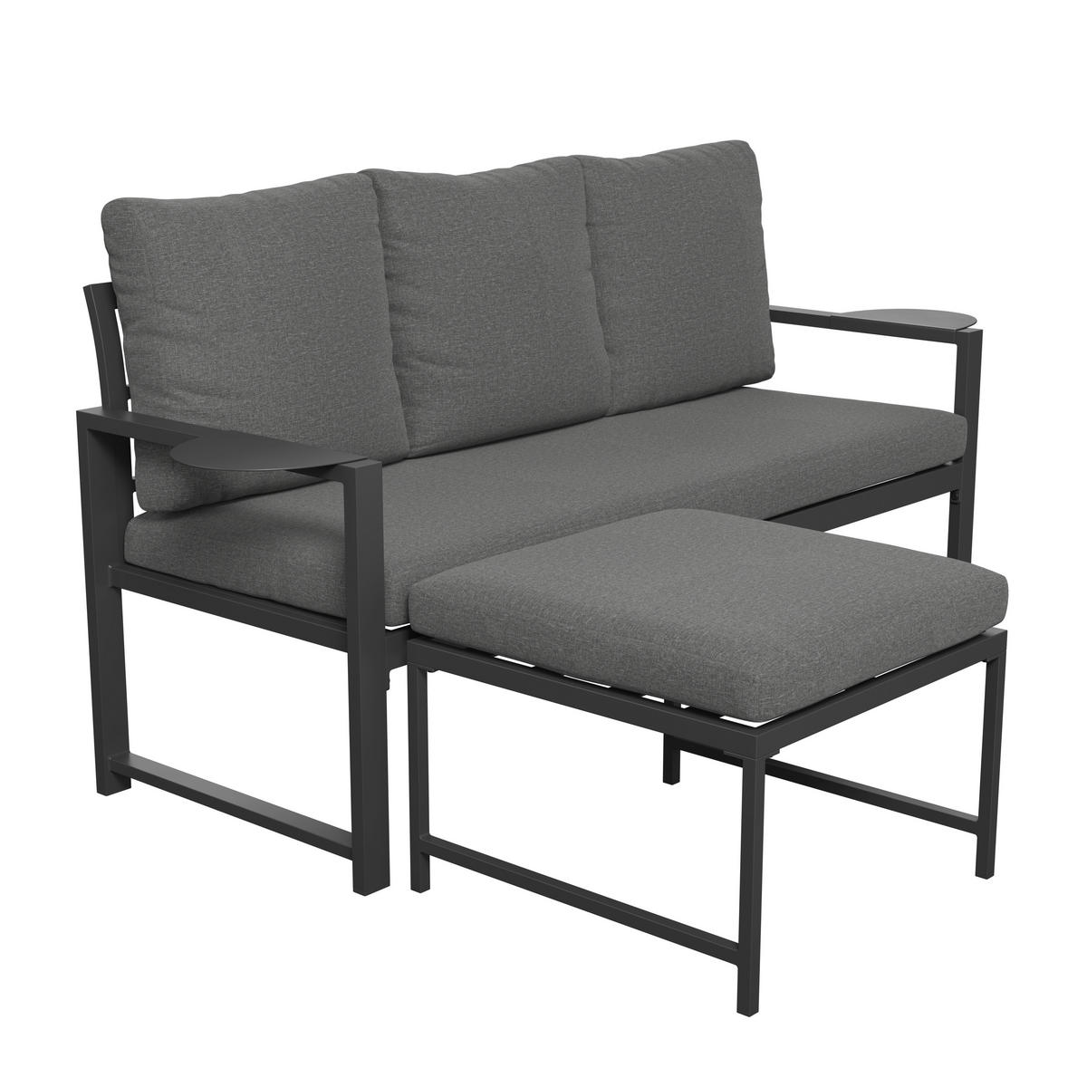 LOUNGEGARNITUR 2-teilig   191,5/81/67 cm Stahl  - Dunkelgrau, MODERN, Textil/Metall (191,5/81/67cm) - Ambia Garden